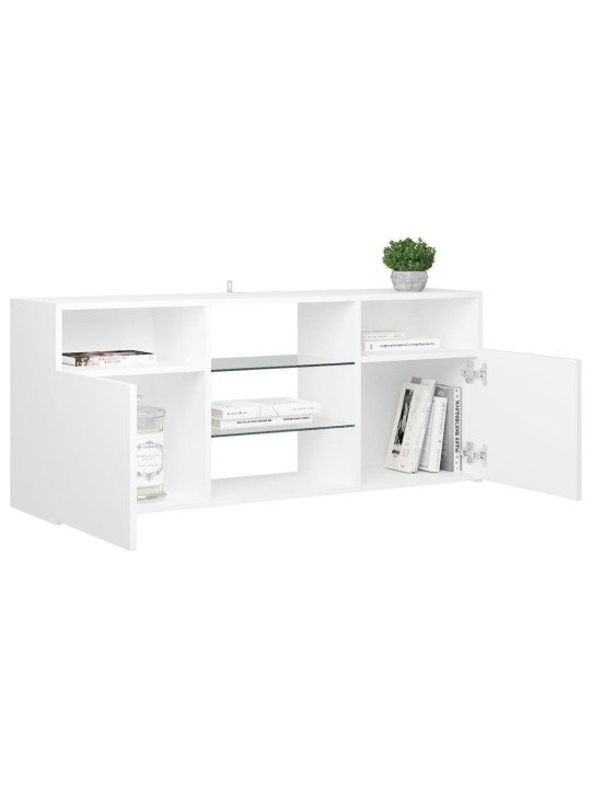 Televizoriaus spintelė su LED apšvietimu, balta, 120x30x50cm