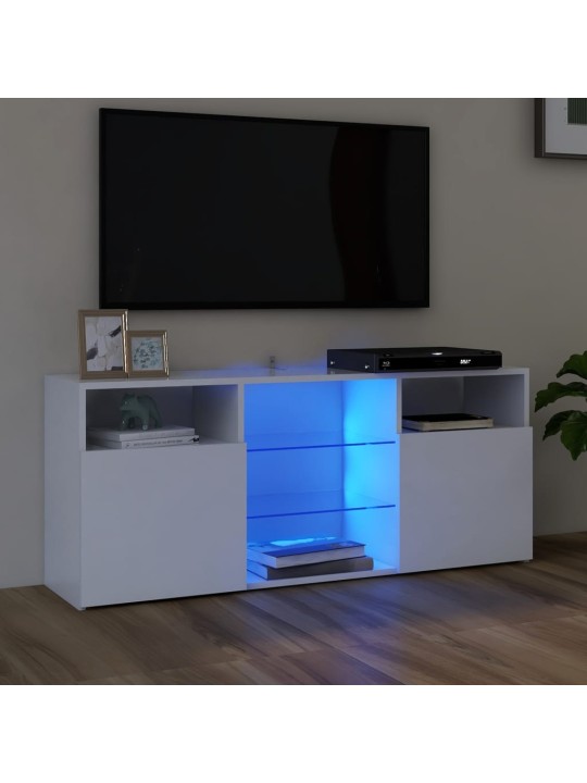 Televizoriaus spintelė su LED apšvietimu, balta, 120x30x50cm