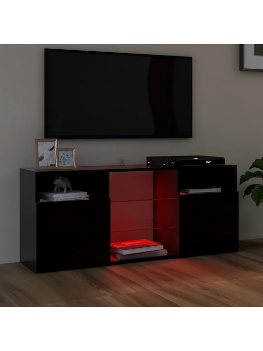 Televizoriaus spintelė su LED apšvietimu, juoda, 120x30x50cm