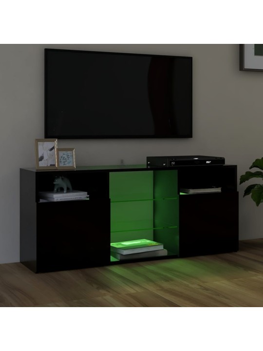 Televizoriaus spintelė su LED apšvietimu, juoda, 120x30x50cm