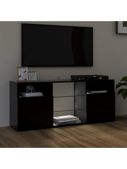 Televizoriaus spintelė su LED apšvietimu, juoda, 120x30x50cm