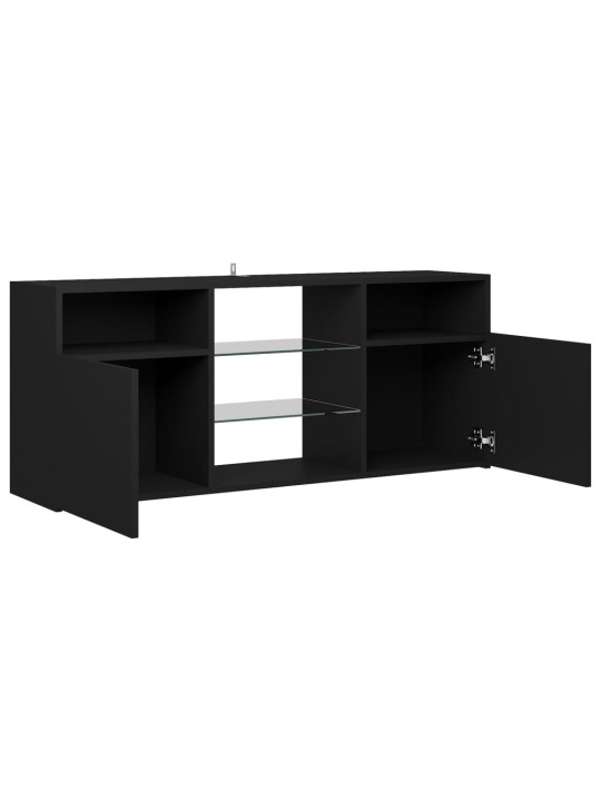 Televizoriaus spintelė su LED apšvietimu, juoda, 120x30x50cm