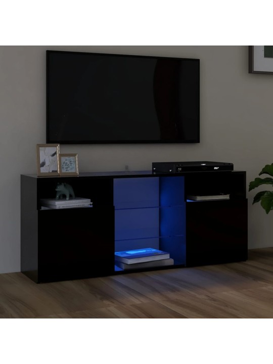 Televizoriaus spintelė su LED apšvietimu, juoda, 120x30x50cm
