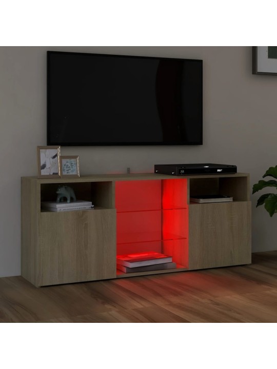 Televizoriaus spintelė su LED apšvietimu, ąžuolo, 120x30x50cm