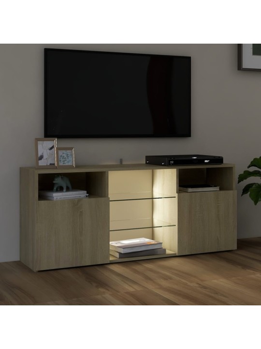 Televizoriaus spintelė su LED apšvietimu, ąžuolo, 120x30x50cm