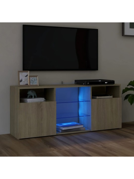 Televizoriaus spintelė su LED apšvietimu, ąžuolo, 120x30x50cm