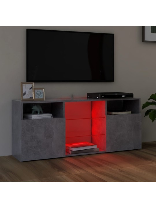 Televizoriaus spintelė su LED, betono pilka, 120x30x50cm