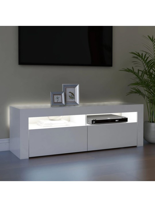 Televizoriaus spintelė su LED apšvietimu, balta, 120x35x40cm