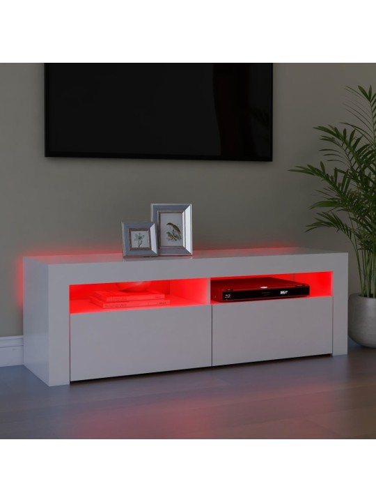 Televizoriaus spintelė su LED apšvietimu, balta, 120x35x40cm