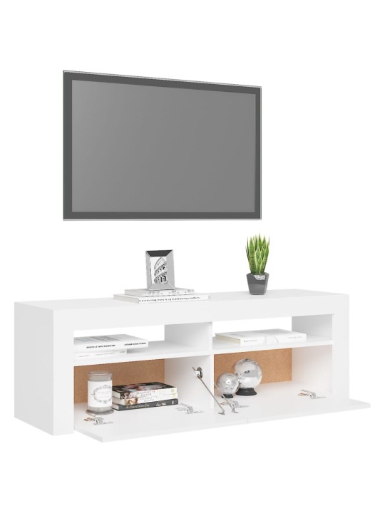 Televizoriaus spintelė su LED apšvietimu, balta, 120x35x40cm