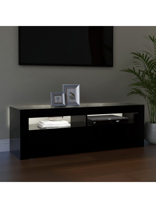 Televizoriaus spintelė su LED apšvietimu, juoda, 120x35x40cm