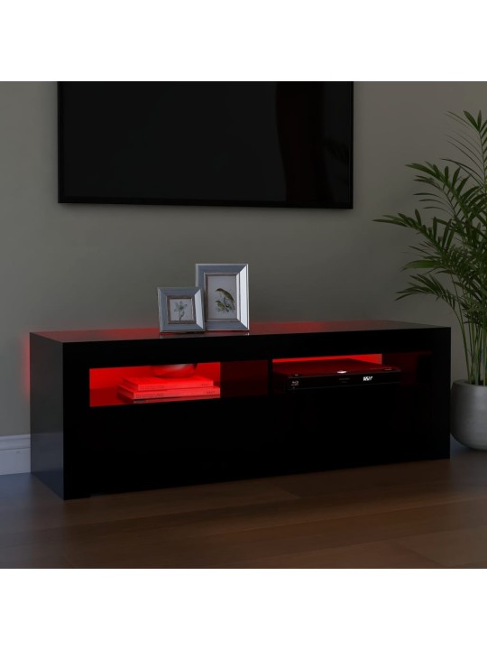 Televizoriaus spintelė su LED apšvietimu, juoda, 120x35x40cm