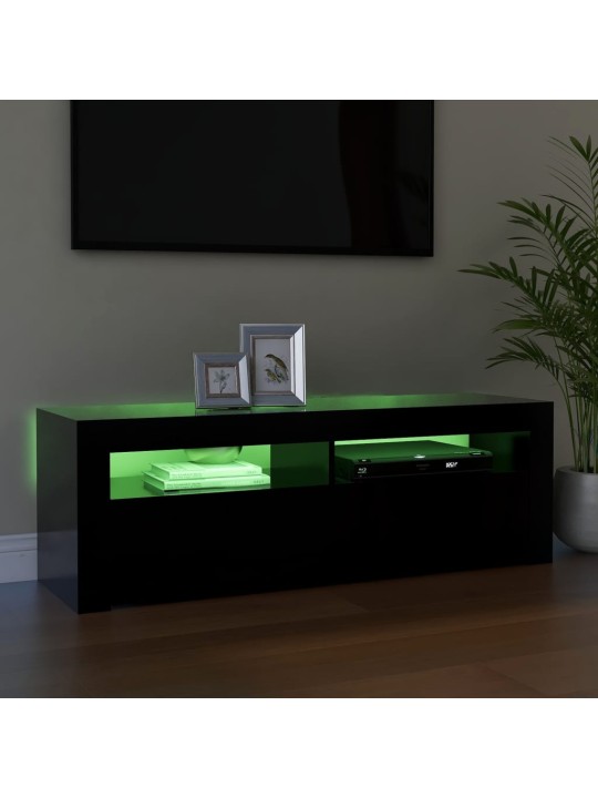 Televizoriaus spintelė su LED apšvietimu, juoda, 120x35x40cm