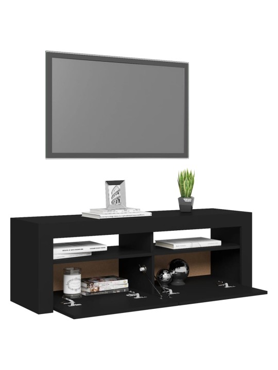 Televizoriaus spintelė su LED apšvietimu, juoda, 120x35x40cm