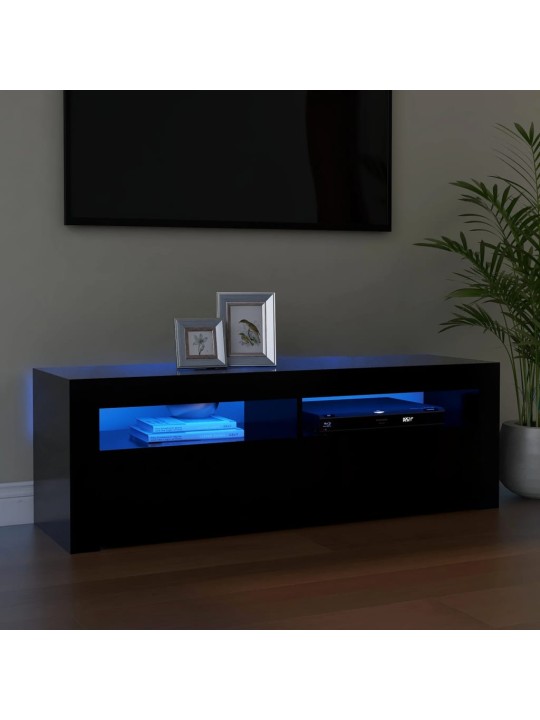 Televizoriaus spintelė su LED apšvietimu, juoda, 120x35x40cm
