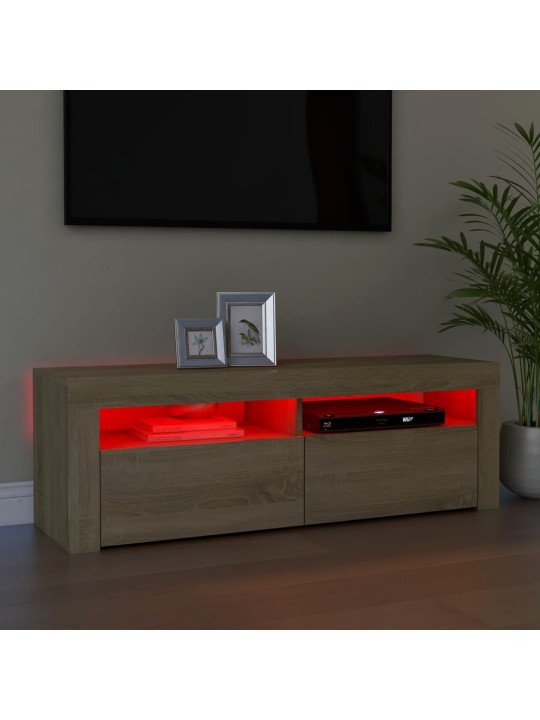Televizoriaus spintelė su LED apšvietimu, ąžuolo, 120x35x40cm