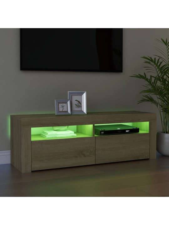 Televizoriaus spintelė su LED apšvietimu, ąžuolo, 120x35x40cm