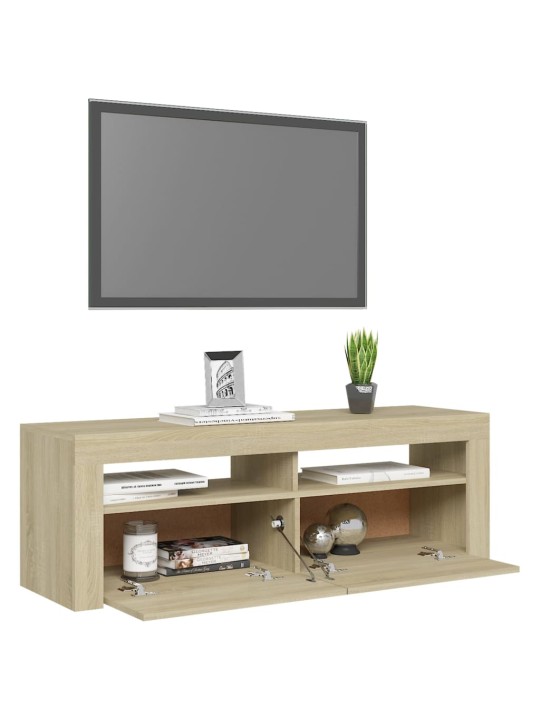 Televizoriaus spintelė su LED apšvietimu, ąžuolo, 120x35x40cm