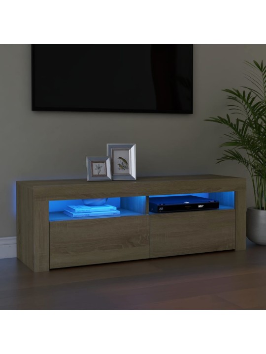Televizoriaus spintelė su LED apšvietimu, ąžuolo, 120x35x40cm