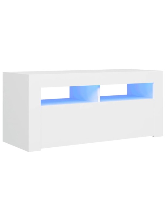 Televizoriaus spintelė su LED apšvietimu, balta, 90x35x40cm