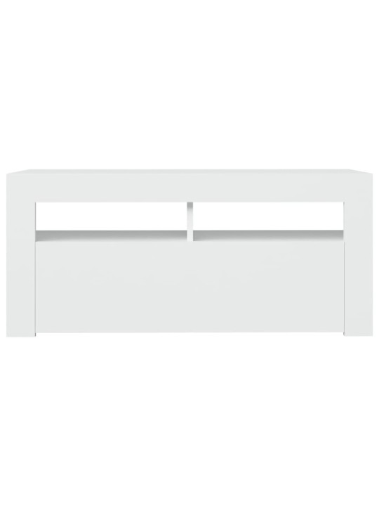 Televizoriaus spintelė su LED apšvietimu, balta, 90x35x40cm