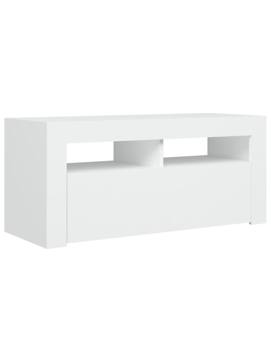 Televizoriaus spintelė su LED apšvietimu, balta, 90x35x40cm