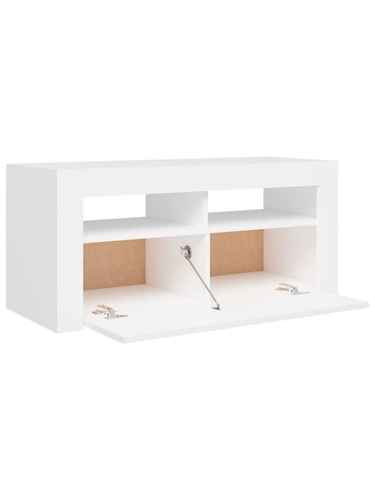 Televizoriaus spintelė su LED apšvietimu, balta, 90x35x40cm