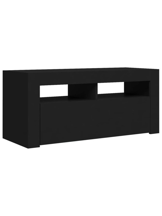Televizoriaus spintelė su LED apšvietimu, juoda, 90x35x40cm