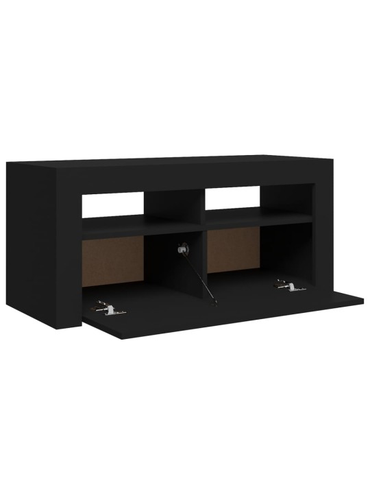 Televizoriaus spintelė su LED apšvietimu, juoda, 90x35x40cm