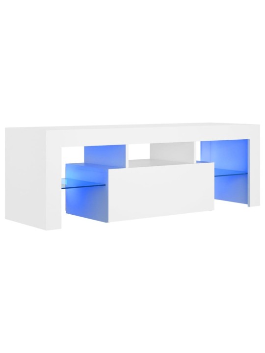 Televizoriaus spintelė su LED apšvietimu, balta, 120x35x40cm