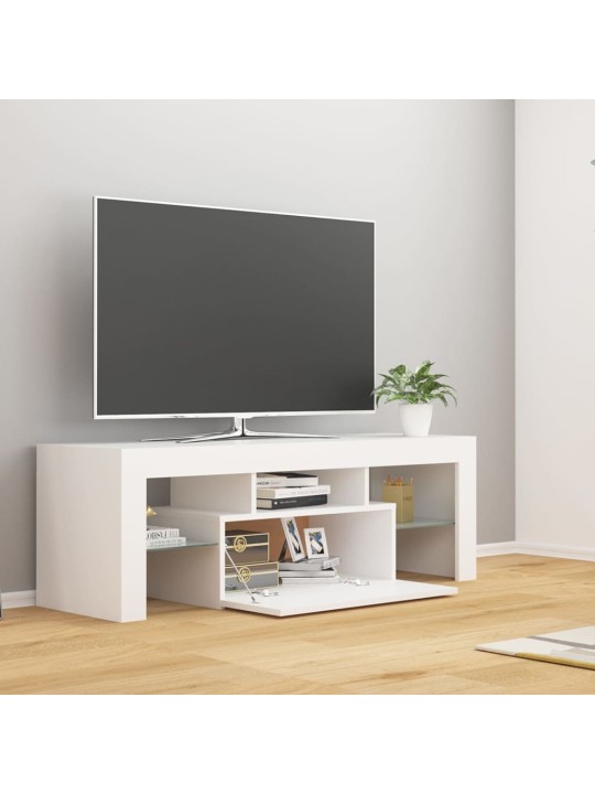 Televizoriaus spintelė su LED apšvietimu, balta, 120x35x40cm