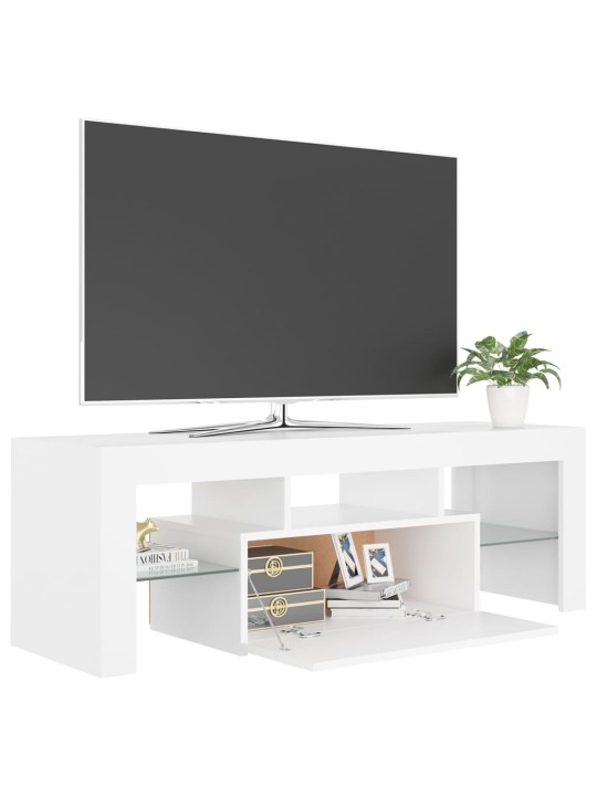 Televizoriaus spintelė su LED apšvietimu, balta, 120x35x40cm
