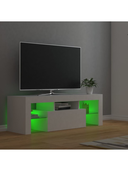 Televizoriaus spintelė su LED apšvietimu, balta, 120x35x40cm