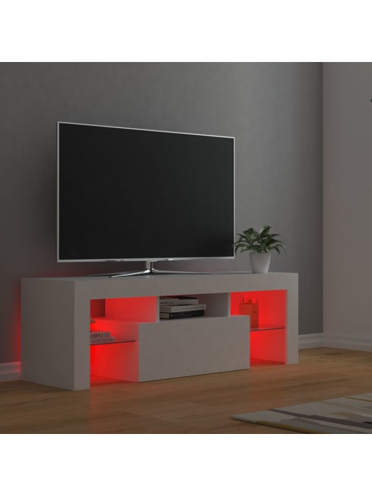 Televizoriaus spintelė su LED apšvietimu, balta, 120x35x40cm