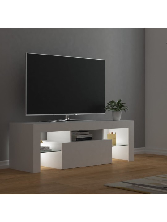 Televizoriaus spintelė su LED apšvietimu, balta, 120x35x40cm