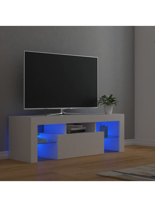 Televizoriaus spintelė su LED apšvietimu, balta, 120x35x40cm