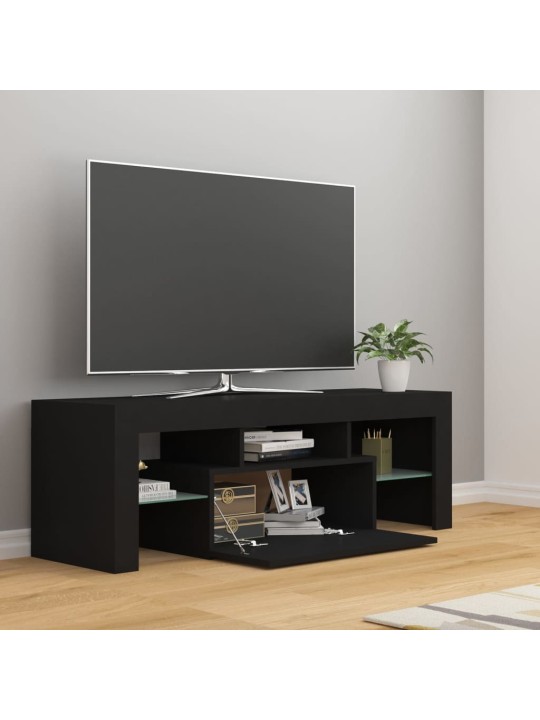 Televizoriaus spintelė su LED apšvietimu, juoda, 120x35x40cm