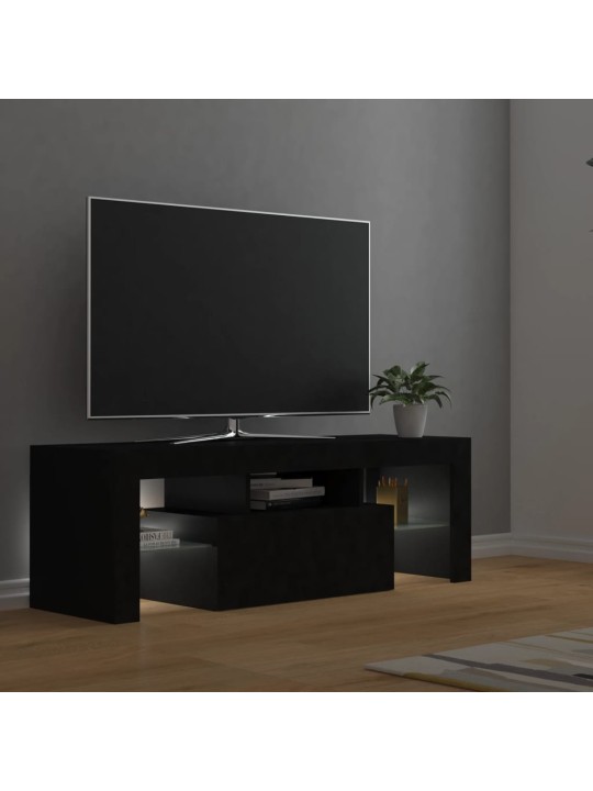 Televizoriaus spintelė su LED apšvietimu, juoda, 120x35x40cm