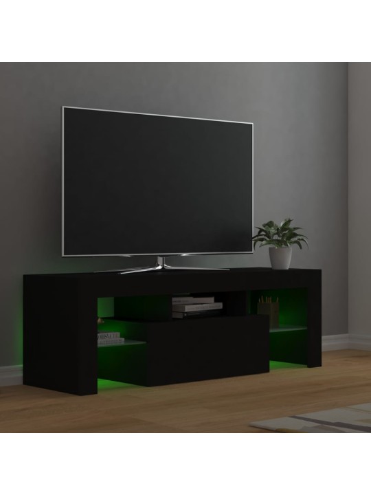Televizoriaus spintelė su LED apšvietimu, juoda, 120x35x40cm