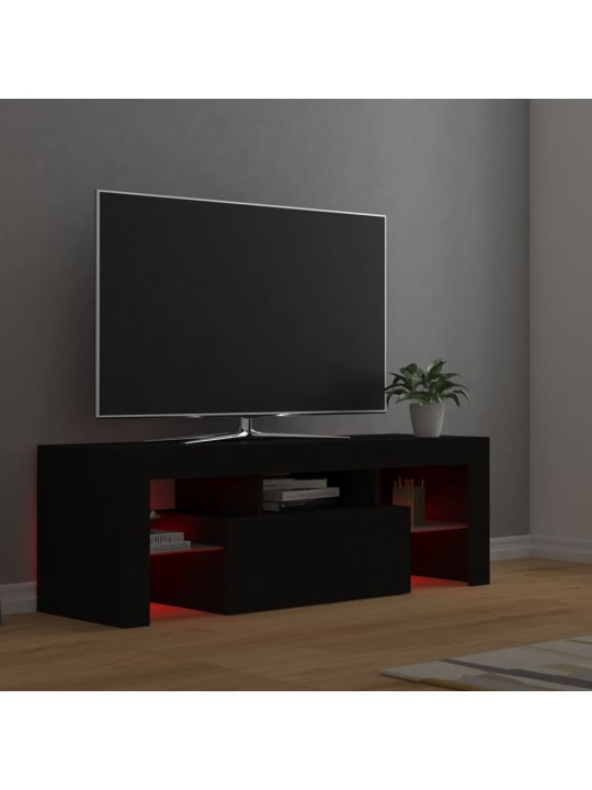 Televizoriaus spintelė su LED apšvietimu, juoda, 120x35x40cm