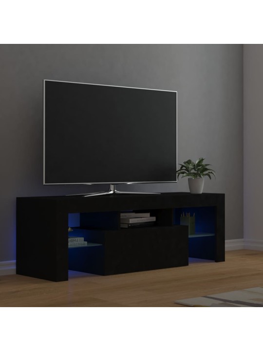Televizoriaus spintelė su LED apšvietimu, juoda, 120x35x40cm