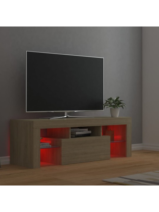 Televizoriaus spintelė su LED apšvietimu, ąžuolo, 120x35x40cm