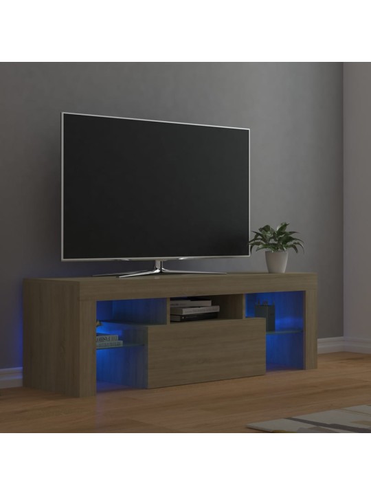 Televizoriaus spintelė su LED apšvietimu, ąžuolo, 120x35x40cm