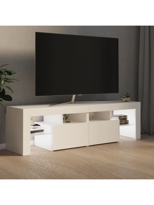 Televizoriaus spintelė su LED apšvietimu, balta, 140x36,5x40cm