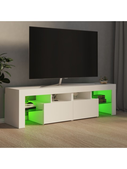 Televizoriaus spintelė su LED apšvietimu, balta, 140x36,5x40cm