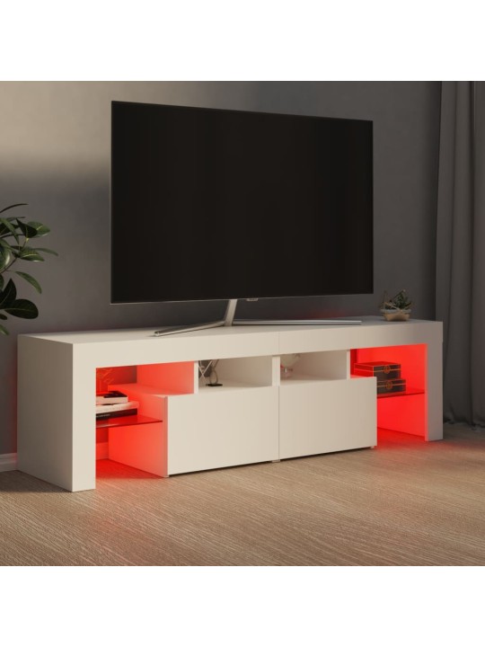 Televizoriaus spintelė su LED apšvietimu, balta, 140x36,5x40cm