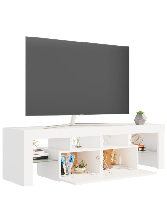 Televizoriaus spintelė su LED apšvietimu, balta, 140x36,5x40cm