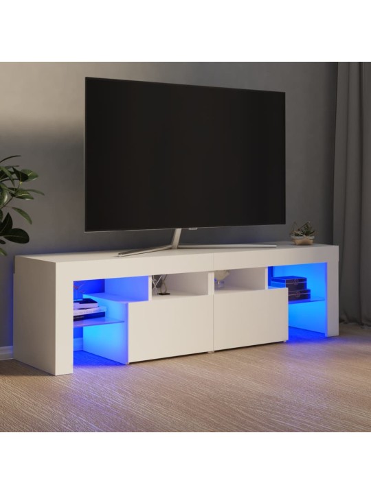 Televizoriaus spintelė su LED apšvietimu, balta, 140x36,5x40cm