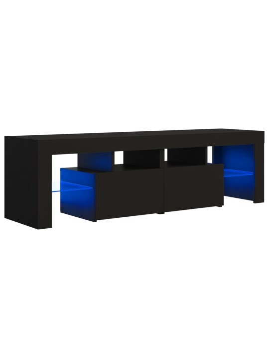 Televizoriaus spintelė su LED apšvietimu, juoda, 140x36,5x40cm