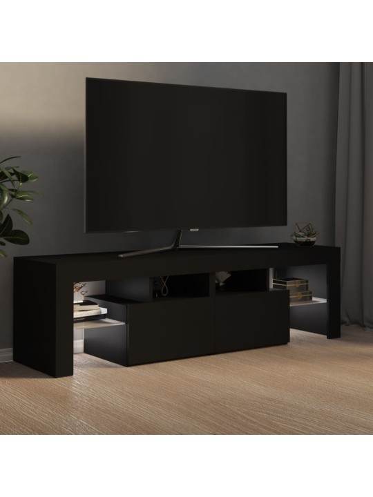 Televizoriaus spintelė su LED apšvietimu, juoda, 140x36,5x40cm